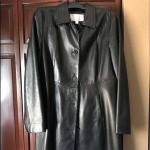 Leather coat calf length
